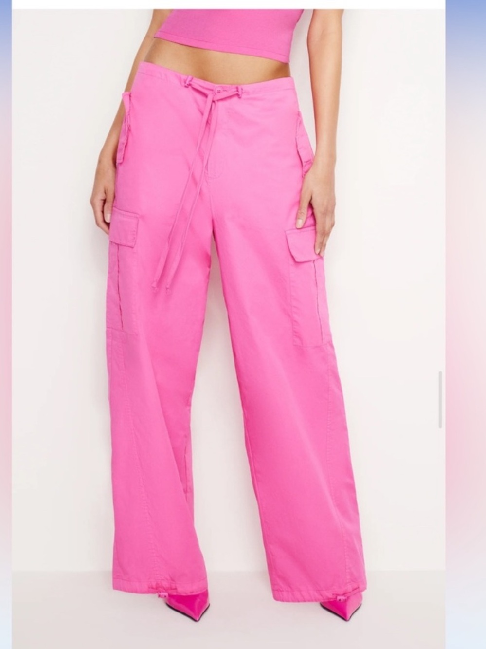 NWT Good American Parachute Pant in Malibu Pink